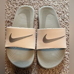 Nike Slide Sandals in Light Gray and White